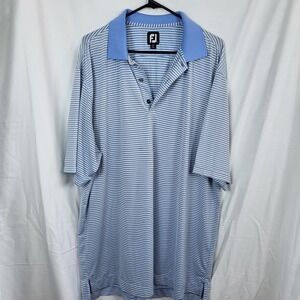 FootJoy ProDry Golf Polo Shirt XL Blue White Stripe Performance Short Sleeve 558